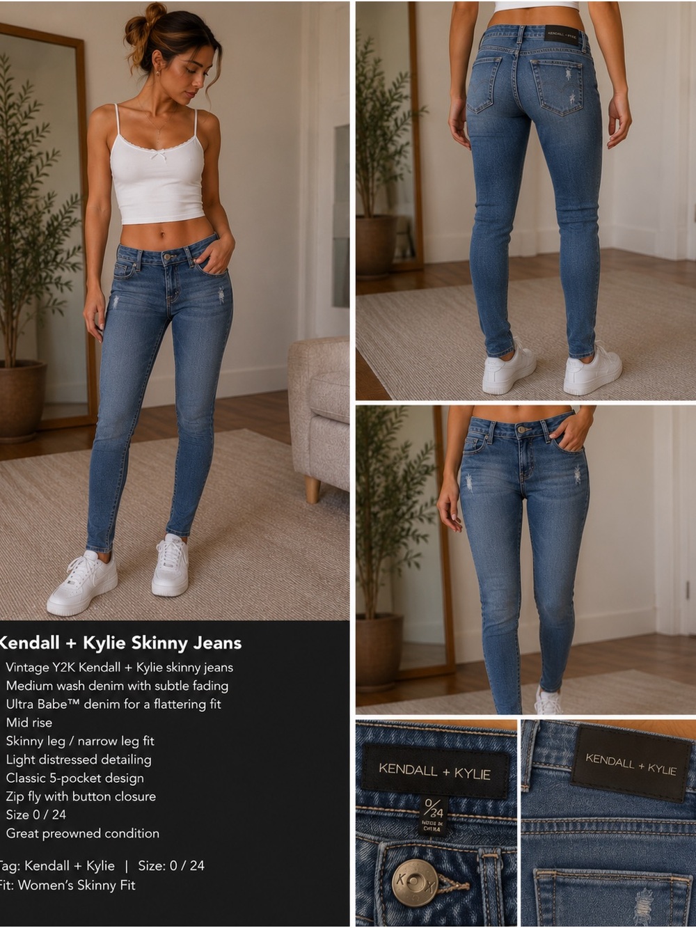 Kendall & Kylie Medium Blue Skinny Jeans